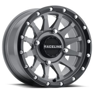 Raceline A95SG Trophy 15x7in / 4x156 BP / 10mm Offset / 132.5mm Bore - Grey & Black Lip Wheel