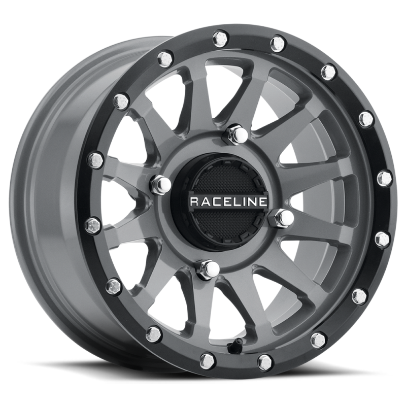Raceline A95SG Trophy 15x7in / 4x156 BP / 10mm Offset / 132.5mm Bore - Grey & Black Lip Wheel