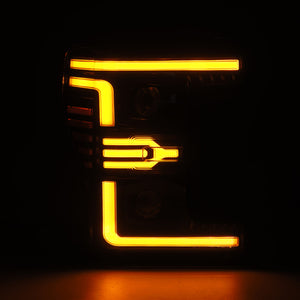 AlphaRex 17-19 Ford F-250/350/450/550 Super Duty LUXX-Series LED Proj Headlights Alpha-Blk SS/SBDRL