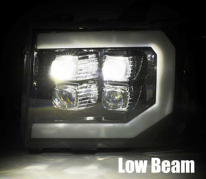 AlphaRex 07-13 GMC 1500HD NOVA LED Proj Headlights Plank - Jet Black w/Activ Light/Seq Signal/DRL