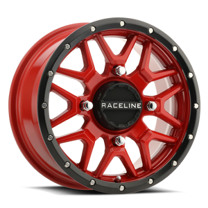 Raceline A94R Krank 14x7in / 4x156 BP / 10mm Offset / 132.5mm Bore - Red & Black Lip Wheel