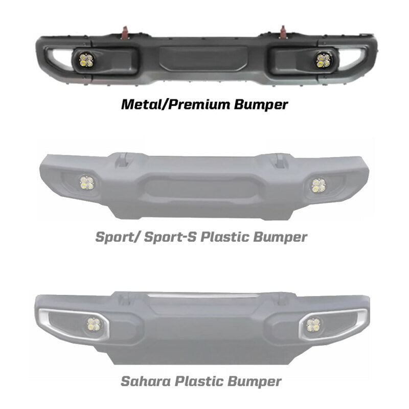 Baja Designs 2018 Wrangler JL Rubicon Squadron R Sport Fog Pocket Kit