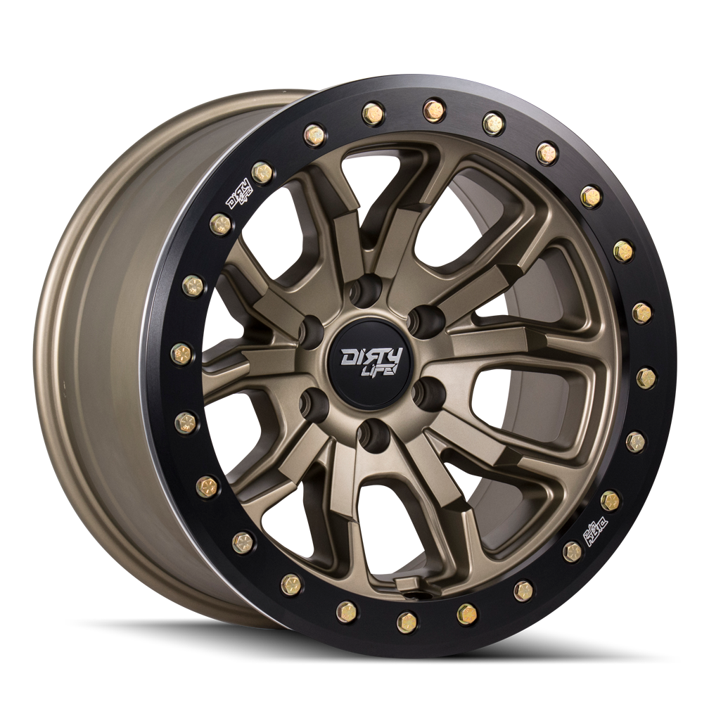 Dirty Life Race Wheels DT-1 9303 Satin Gold W/Simulated Beadlock Ring 17X9 6-139.7 -38Mm 106Mm