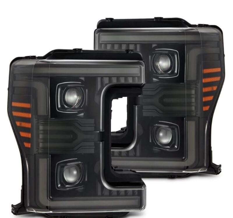 AlphaRex 17-19 Ford F-250/350/450/550 Super Duty LUXX-Series LED Proj Headlights Alpha-Blk SS/SBDRL