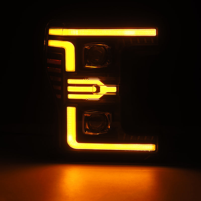 AlphaRex 17-19 Ford F-250/350/450/550 Super Duty LUXX-Series LED Proj Headlights Blk w/SS & SBDRL